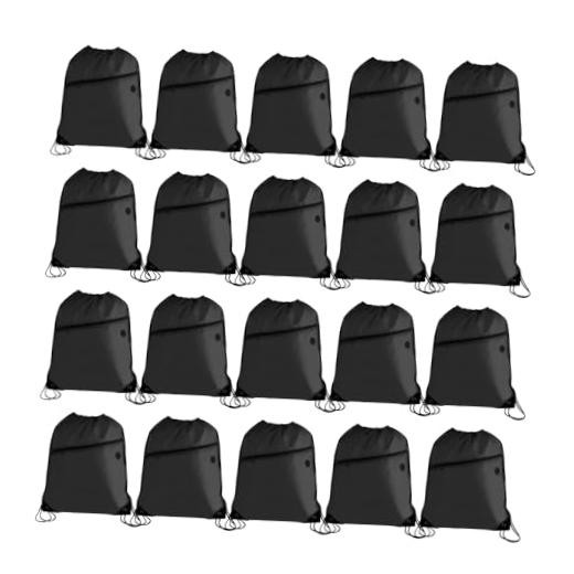 PCS Drawstring Bag Sports Gym String Backpack Bulk Cinch Bag Sackpack 20 Black