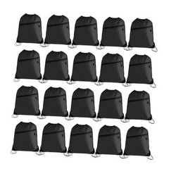 PCS Drawstring Bag Sports Gym String Backpack Bulk Cinch Bag Sackpack 20 Black