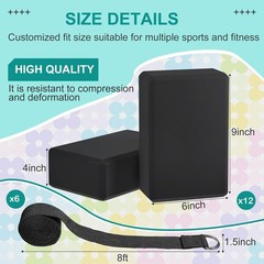 18 Pcs Yoga Block & Strap Set – 12 Foam Blocks & 6 Adjustable Straps