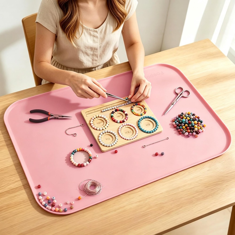 Foepoge Silicone Mat with Edge Pink 28″x20″