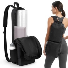 Yoga Mat Bag Carrier Waterproof Yoga Backpack with Multi Pockets, Black