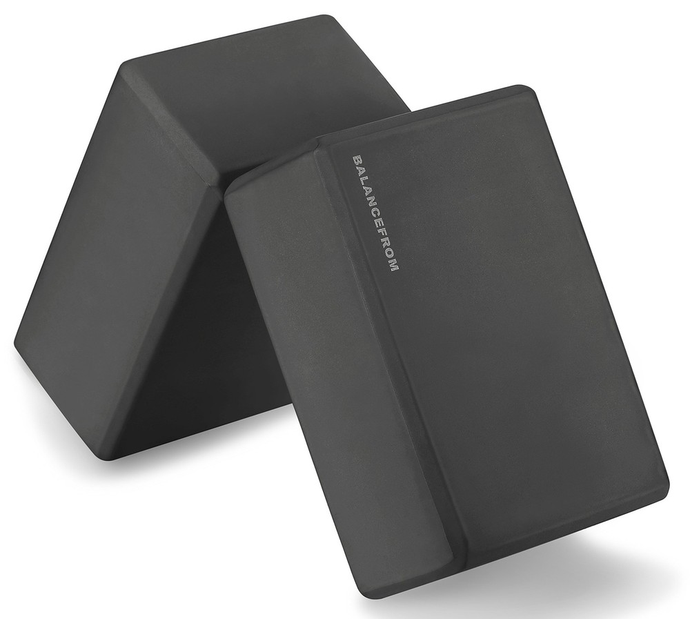 Fitvids Set of 2 High Density Yoga Blocks, 9″x6″x4″ Each, Pair (Black)