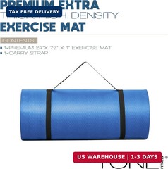 Tone Fitness 1-Inch Thick Yoga Mat | High-Density, Non-slip Exercise Mat with Ca
