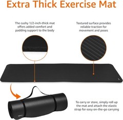 1/2 Inch Extra Thick Exercise Yoga Mat with Carrying Strap Cushioned Support