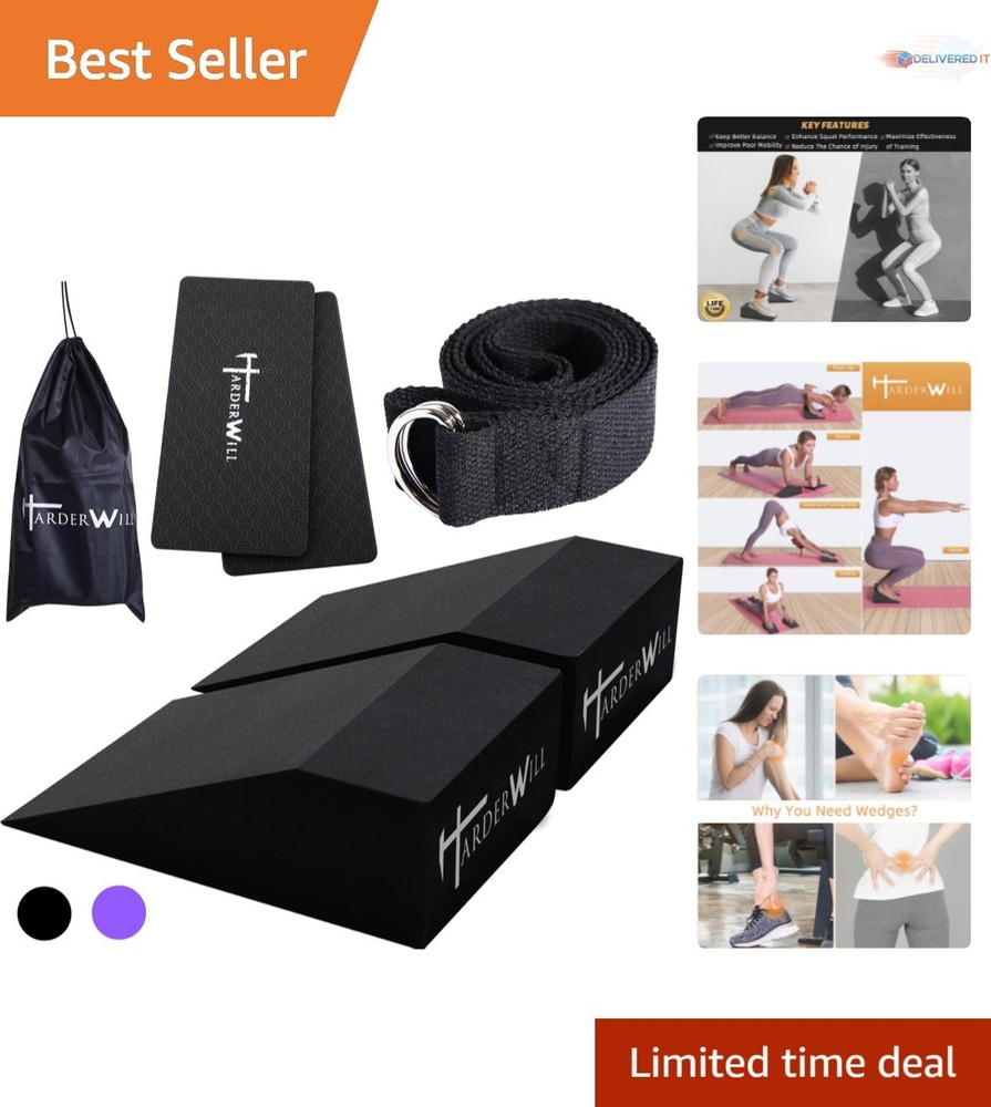 Yoga Wedge Blocks Pair Calf Stretcher Support Fitness Pilates Gym Bag