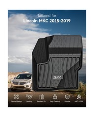 3W Floor Mats Compatible for Lincoln MKC 2015-2019, TPE All Weather Floor Lin…
