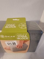 Gaiam Yoga Block + Lotus Yoga Strap Set, Black New
