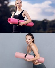 2 Pack Yoga Mats (72×24) 3/8 Inch Thick Exercise Yoga Mat for Home Workout wi…