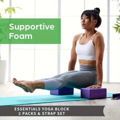 1 Set Yoga Block with Strap Foam Yoga Block Yoga Block Pilates Fitness