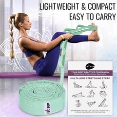 Yoga Stretching Strap 10 Loops Non-Elastic Leg Physical Therapy Rehab Green