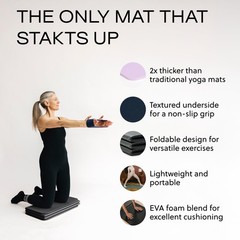 Foldable Yoga Mat Pro, 2 in 1 with Premium 69″ x 24″ x 0.47″, Black