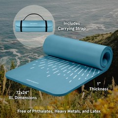 Solana 1″ Thick Yoga Exercise Mat Non Slip Home Workout Stretching Strap_ SALE