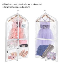 Clear PVC Dance Costume Bags () Garment Bag 40 Inch for 3 Pack 40″Clear White