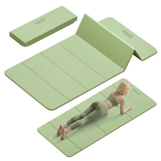 Foldable Yoga Mat,74″Lx32″Wx1/3″Thick,Folding Exercise Mat,Non-slip Wide Green