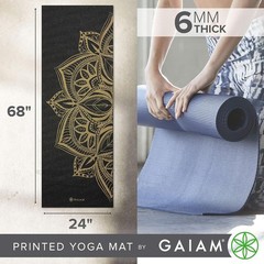 Gaiam Yoga Mat – Premium 6mm Print Extra Thick Non Slip Exercise & Fitness Mat