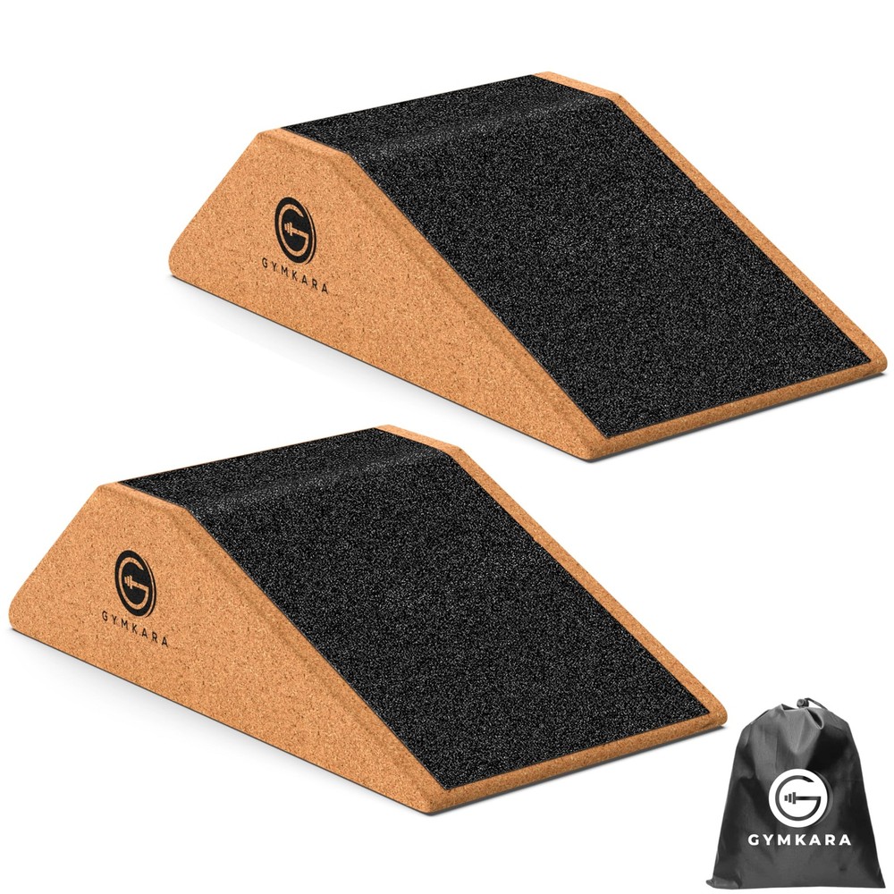 Squat Wedge Block Cork 2 Pack – Non Slip Heel Elevated Wedge and Calf Raise B…