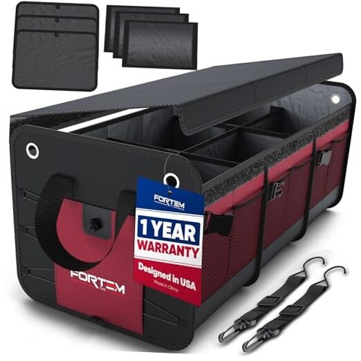 SUV Trunk Organizer, Car Organizer, Collapsible Multi Extra Large Red