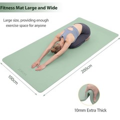 Yoga Mat Thick XXL 200×100cm TPE 10mm Thick Sports Mat Non Slip Comfortable for …