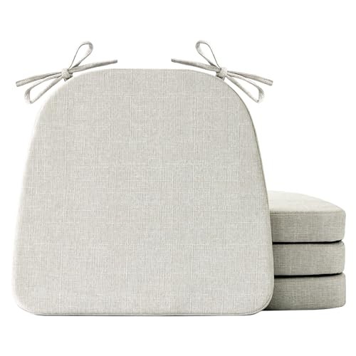 Chair Cushions for Dining Chairs Set of 4, Non Slip Kitchen Chair 4 Pack Beige