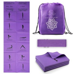 Foldable Yoga Mat for Women, Non Slip Exercise Mat for Home Gym, 5mm Travel Y…