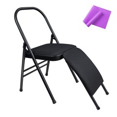Yoga Auxiliary Chair with Lumbar Back Support for Iyengar Foldable Balance Tr…