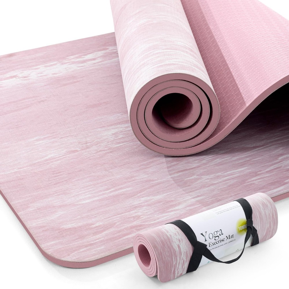UMINEUX Extra Thick Yoga Mat, 2/5 Inch (10MM), Natural Rubber and TPE Non Sli…