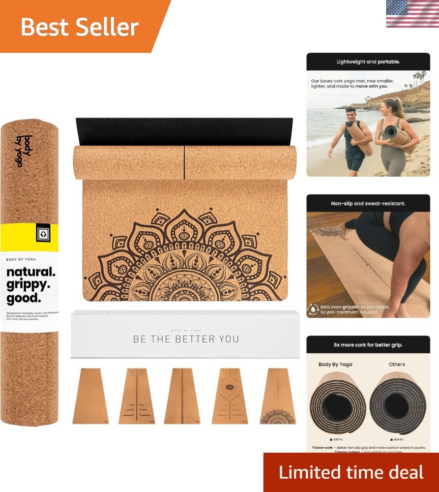 Luxury Cork Yoga Mat – Non Slip, Extra Thick Grip. Thicker, Longer, and Wider…