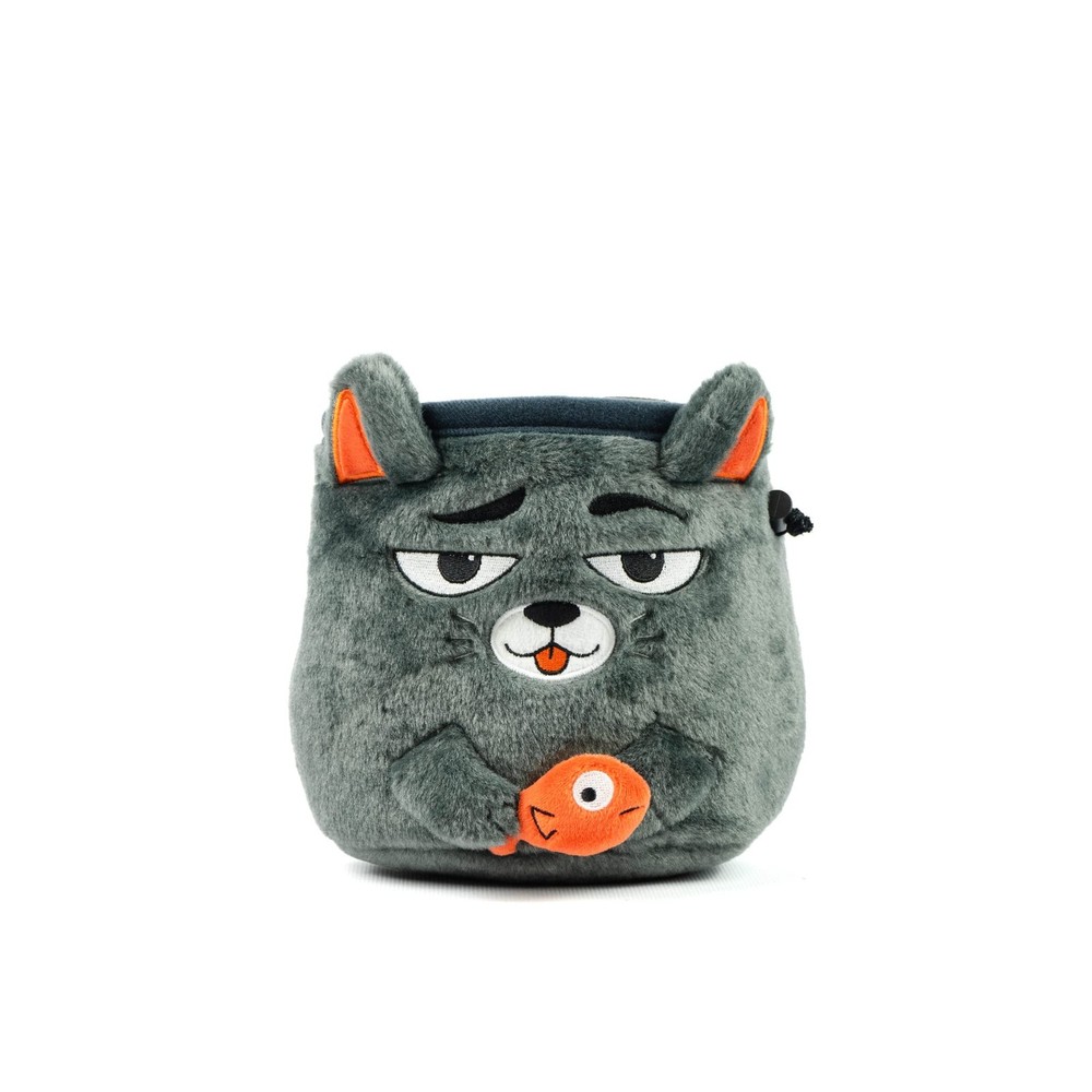 YY Vertical Cat Rock Climbing Chalk Bag, Perfect for Both Adults and grey