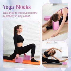 RoundFunny 5 Pcs Yoga Blocks Knee Pads Yoga Strap Set Soft Premium Foam Block…