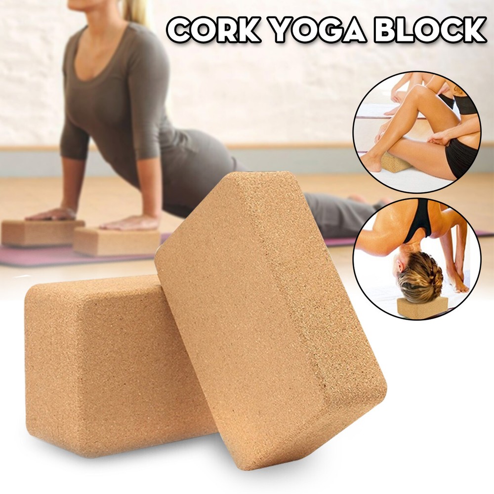 Cork Yoga Block Balance Accessories Stretching Support Exercise Brick Aid Prop