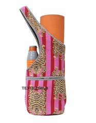 Cotton Quilted Yoga Mat Bag Handmade Tiger Print Shoulder Carrier Gym Bag