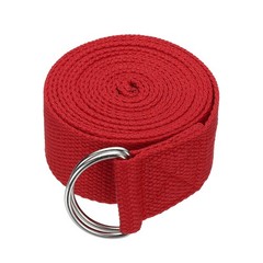 Yoga Strap with Adjustable Metal D Ring Buckle, 8.2ft & Red