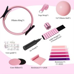 Pilates Equipment Kit for Home Workout,Pilates Ring and Ball pink