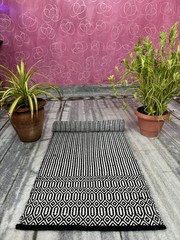 Brown Black Tribal Yoga Mat Handwoven Cotton Non Slip Exercise Meditation Mat
