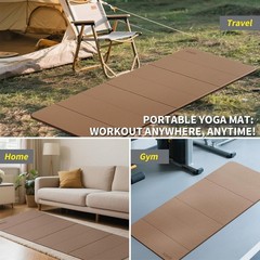Foldable Extra Large Yoga Mat 74″×31.5″, 8mm Double-Sided Non Slip Lightweigh…