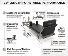 75″ Foldable Pilates Reformer –90% Pre-Assembled Home Gym Women Men Workouts Bun