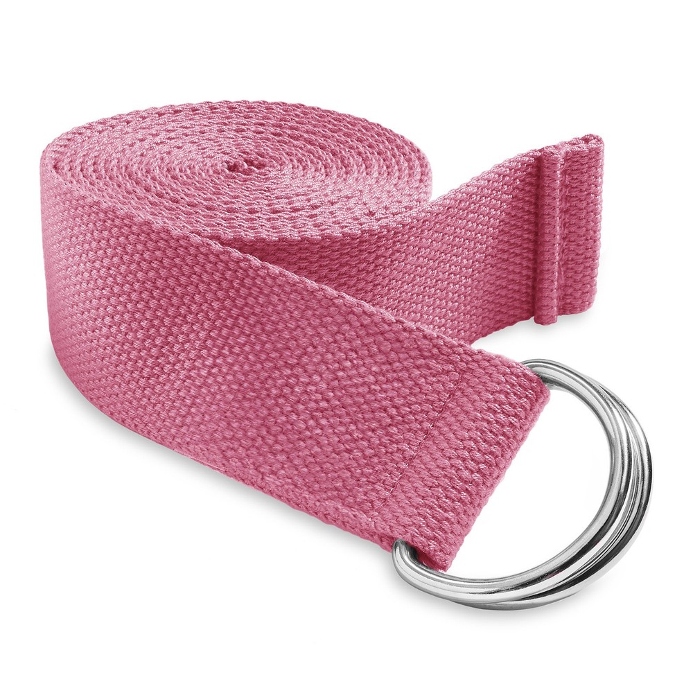 7-1/2′ Woven Cotton Blend Yoga Strap – Stretching Exercise Prop Belt – Pink