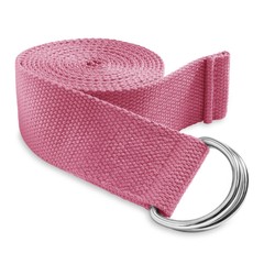7-1/2′ Woven Cotton Blend Yoga Strap – Stretching Exercise Prop Belt – Pink
