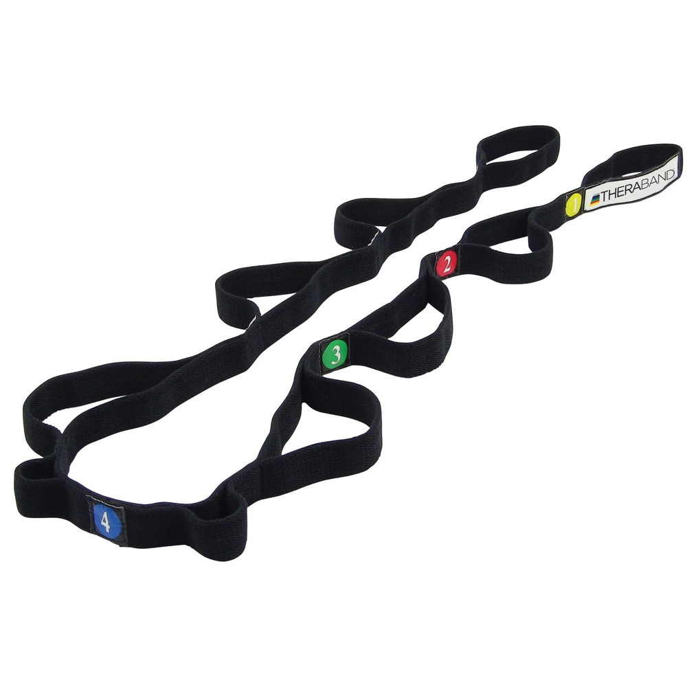 THERABAND Stretch Strap with Loops to Increase Flexibility, Portable, Black