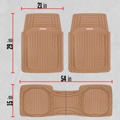 FlexToughXL All-Weather Rubber Floor Mats Full Set Waterproof Beige Car Truck