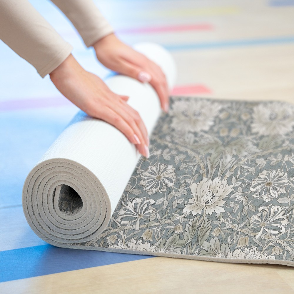 William Morris Honeysuckle Art Pattern Foam Yoga Mat | Floral Botanical Design