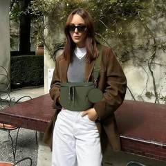 Crossbody Bags for Women Large Vegan Leather Bum Bag with Dark Harbor Green