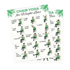 2 Pcs Chair Yoga Chart For Seniors: Simple Exercises For Weight Loss Fitness