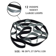 SANKUU Yoga Straps Stretching Strap with 12 Loops Workout Poster, Black+Grey