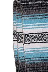 Authentic Mexican Yoga Falsa Blanket Woven Serape Throw Turquoise