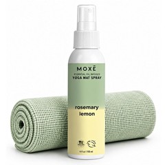MOXE Yoga Mat Cleaner, Rosemary Lemon, 4 Ounces, Includes Microfiber Cleaning To