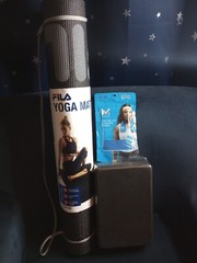 Fila 3mm Thick Yoga Mat + P90X Yoga Block + On-The-Go Reusable Cooling Towel
