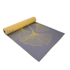 5mm Yoga Mat Reversible Non Slip Exercise Fitness Pilates Stretching Strap Grey