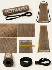 HOTWORX Eco-Friendly Hemp Fiber Yoga Mat Non-Slip 24×72 Brown + Carrying Strap