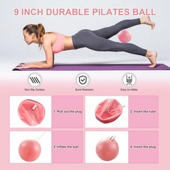 KANGFITER Pilates Equipment Kit for Home Workout, Ring and Ball Pink